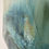 Thumbnail: An abstract painting with dark blues, blacks & paler at the top with hints of dark green & yellow details