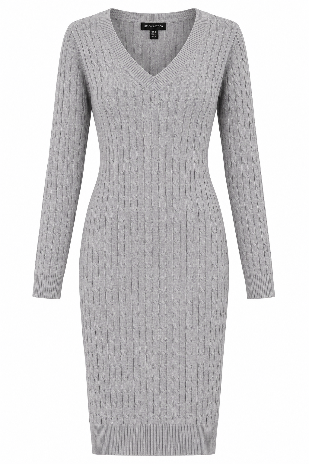 Ladies grey v neck jumper dress