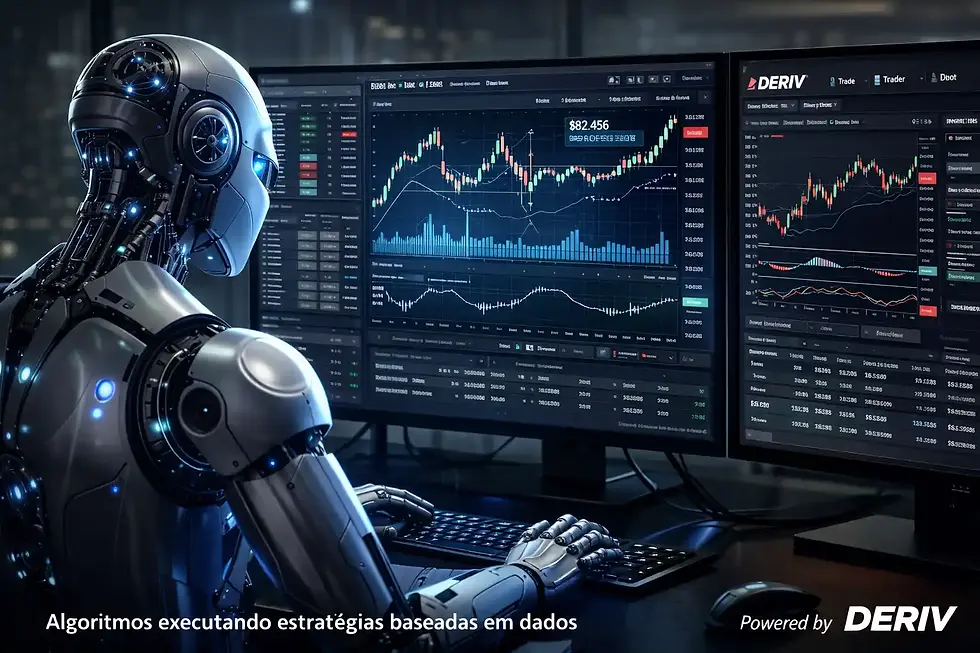 Robô de trading analisando dados de mercado