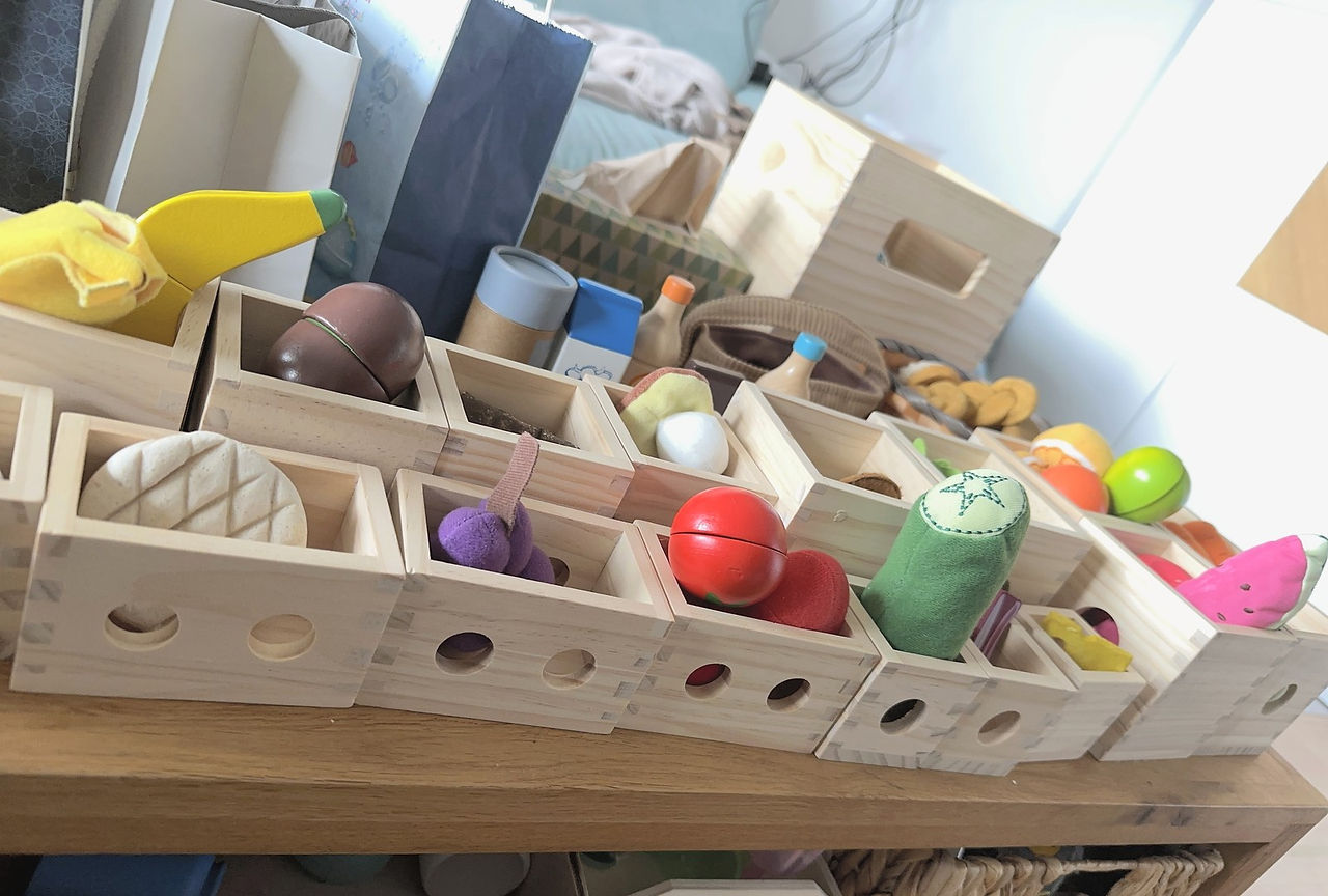 Kaufladen aus Holzkisten der Matzbox mit Spielobst