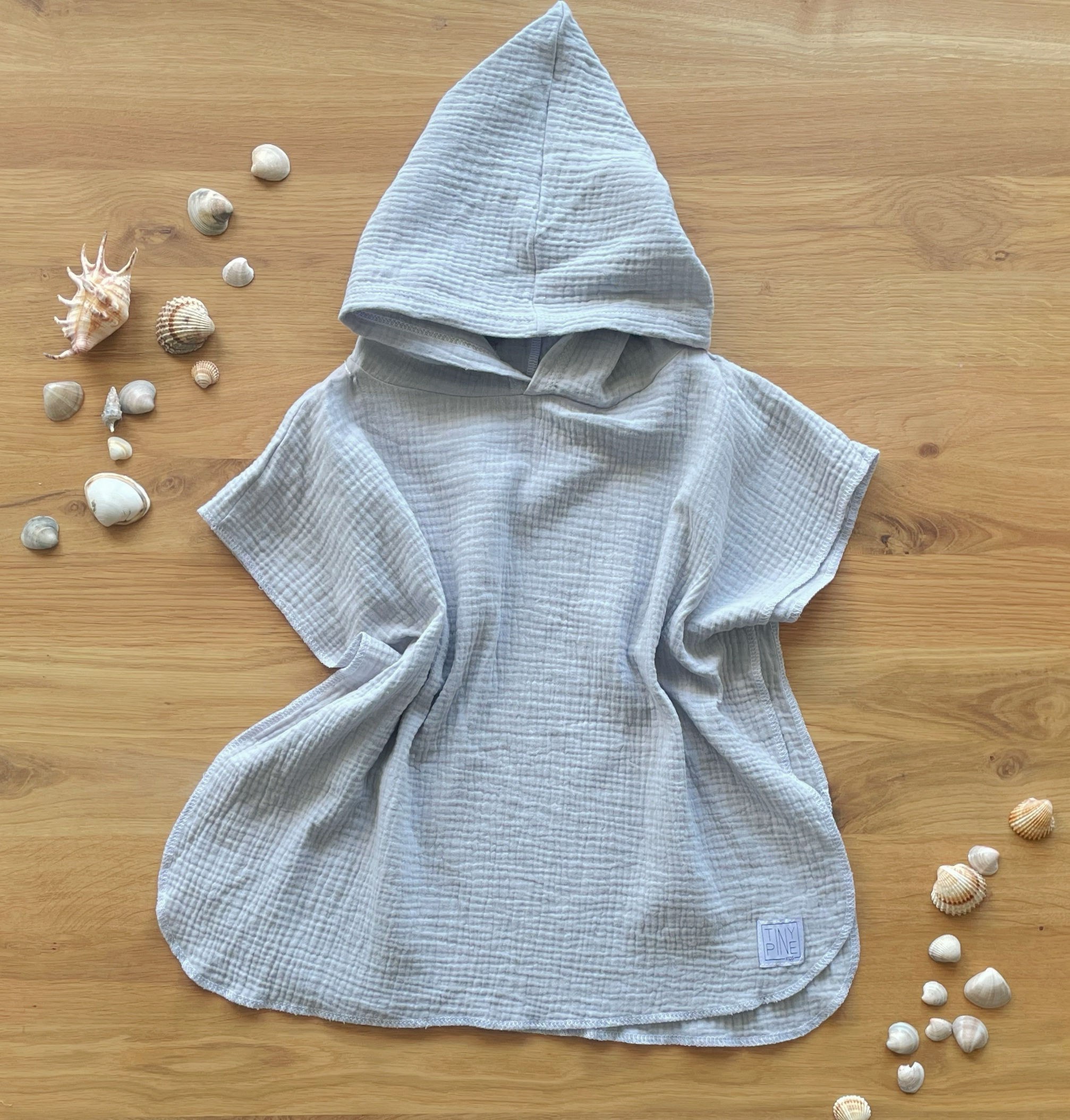 Musselin-Badeponcho grau Gr. 80-104