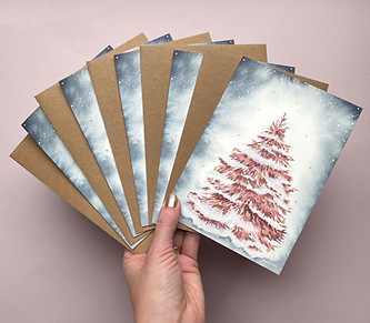 Blush Pink Christmas Tree Card