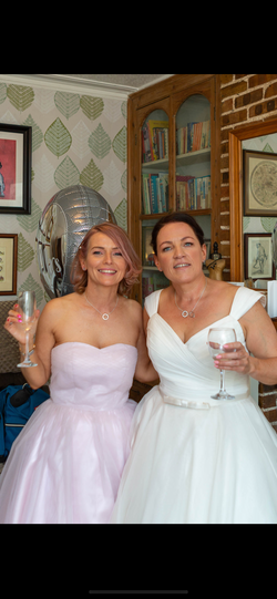 Wedding makeup for bride and maid of honour.