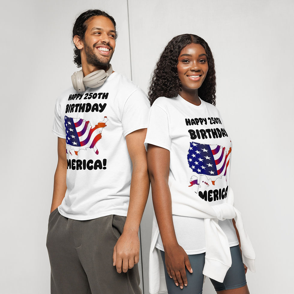 Thumbnail: "HAPPY 250TH BIRTHDAY AMERICA!" DryBlend® T-Shirt