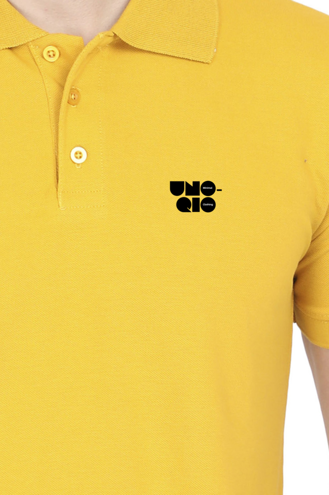 Thumbnail: UNOQIO Men's 100% Cotton Polo Yellow T-Shirt