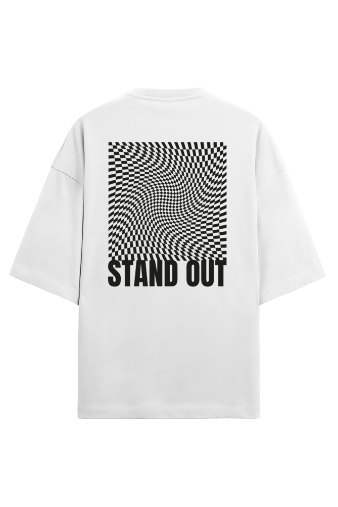 UNOQIO Stand Out Graphic Print Oversized Terry White T-Shirt
