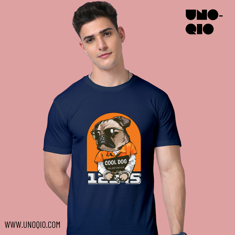 Thumbnail: UNOQIO Cool Dog Print Supima Cotton T-Shirt for Men