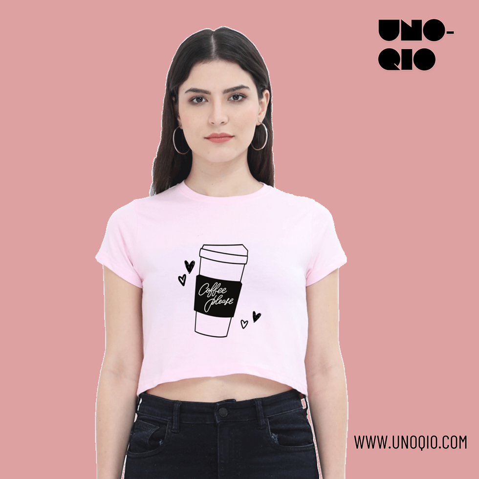 UNOQIO Coffee Please Crop Top