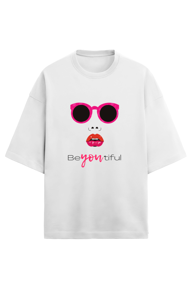 Women Beautiful Print Feminine Drop Shoulder White T-Shirt