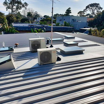 Replaced old metal roof in Beaumaris with new dune colorbond, replaced old skylights with