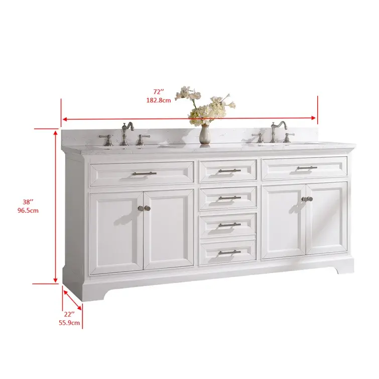 Thumbnail: Annaline 72'' Free-standing Double Bathroom Vanity with Engineered Stone Vanity