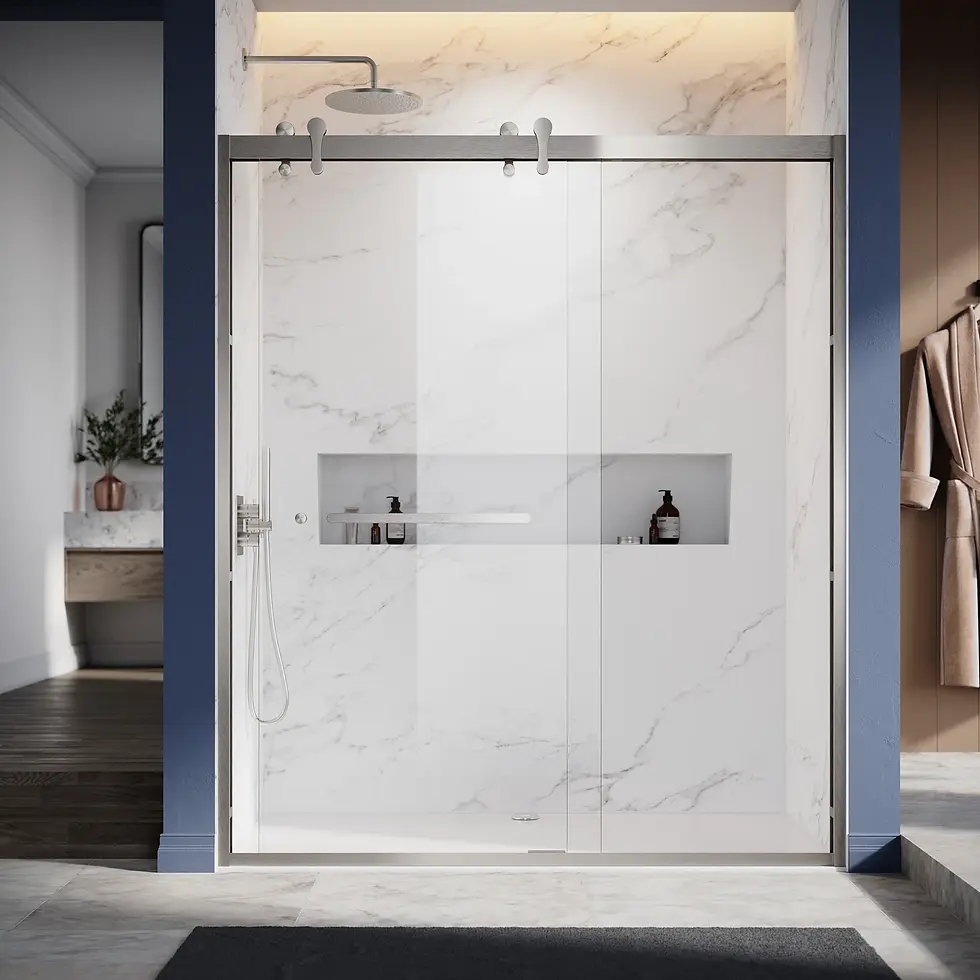 Thumbnail: 60''W x 76''H Double Sliding Shower Door Framed Shower Door with Enduro Shield