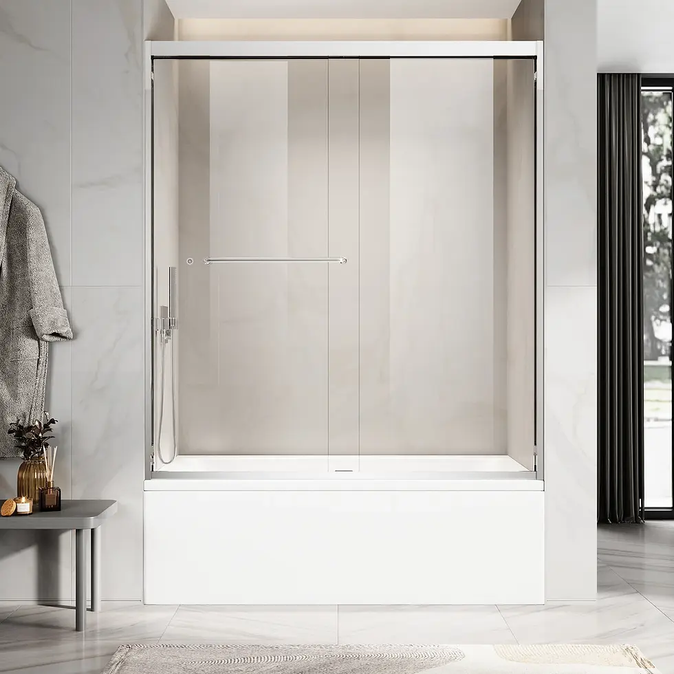 Thumbnail: 60''W x 60''H Double Sliding Shower Door Framed Tub Door with Enduro Shield