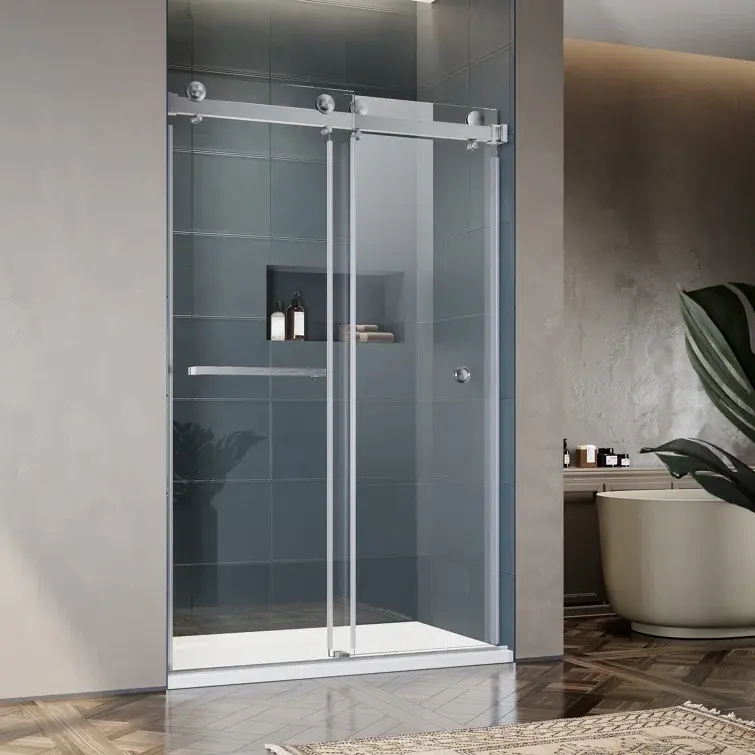 Thumbnail: 46-49"W x 76"H Double Sliding Frameless Shower Door