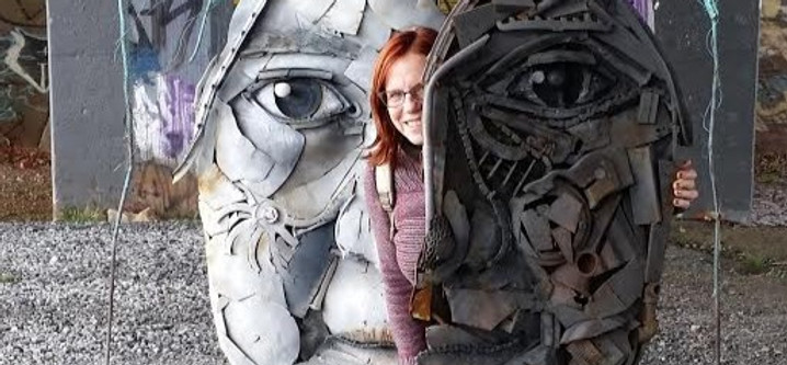 marty on beltline with face sculpture 20