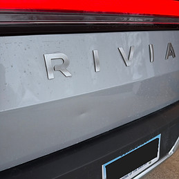 Rivian R1T Tailgate with a small dent