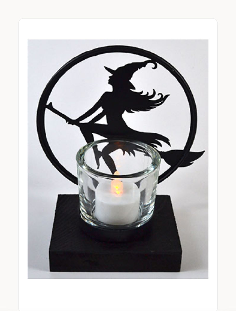 Witch on Broom Tealight Holder by Alchemy - Handcrafted English Magic