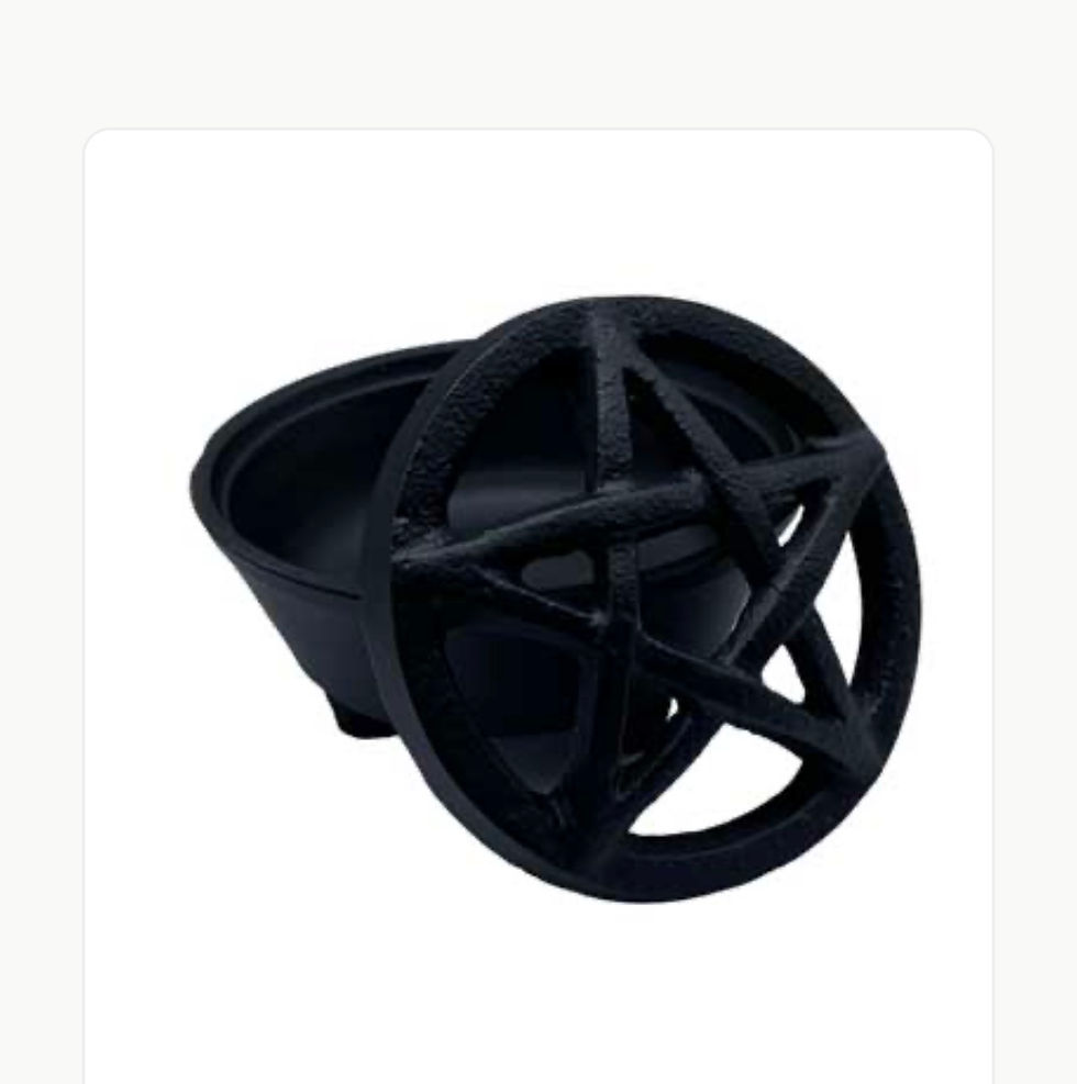 Cast Iron Cauldron with Pentagram Lid - Three-Legged Mini Altar Cauldron (3.25”)