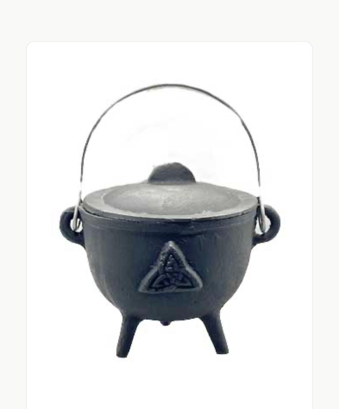 Cast Iron Cauldron with Lid - Triquetra Symbol Design (4.5” Tall)