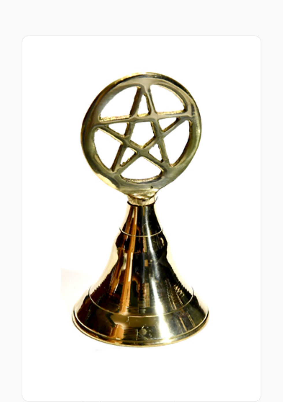 4" Brass Pentagram Altar Bell - Sacred Five-Pointed Star Handle