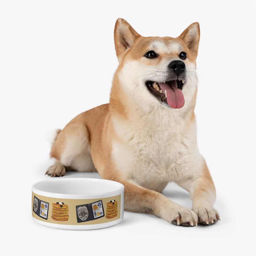 Thumbnail: "ONN" Secret Agent Pancake Pet Bowl — Cute Stack & Badge Dog/Cat Feeding Dish