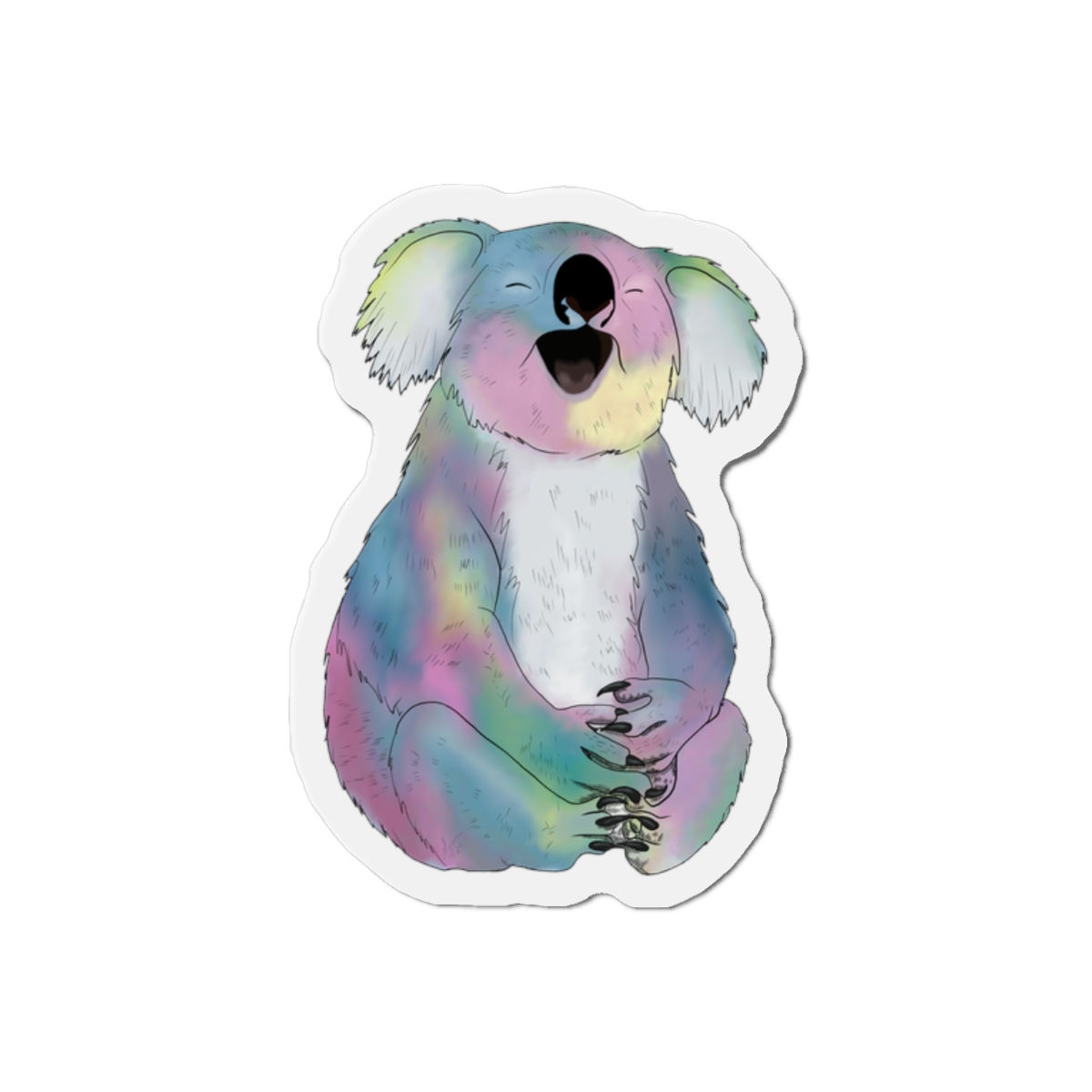 Kitty Colorful Koala Die-Cut Magnet — Cute Pastel Animal Refrigerator Sticker