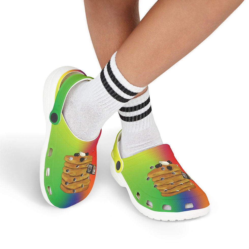 Thumbnail: "ONN" Secret Agent Kids Rainbow Clogs with Cute Puppy Lace Design