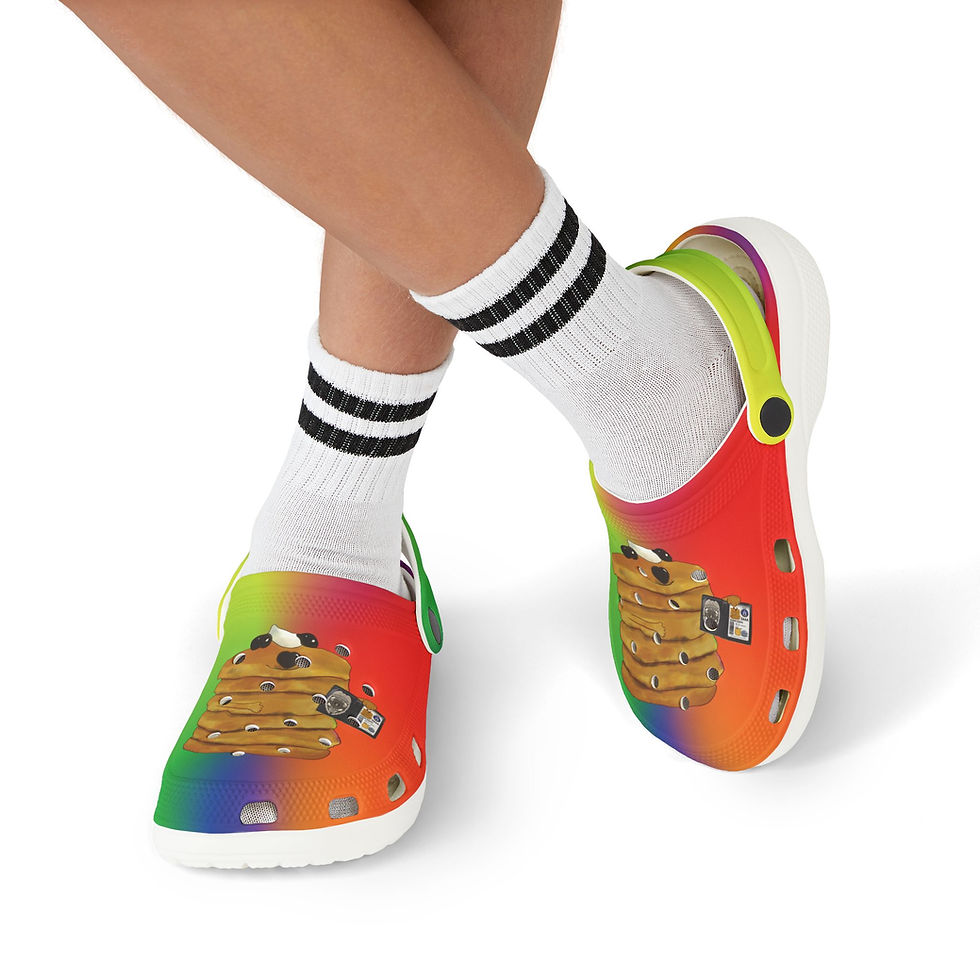 Thumbnail: "ONN" Secret Agent Kids Rainbow Clogs with Cute Puppy Lace Design