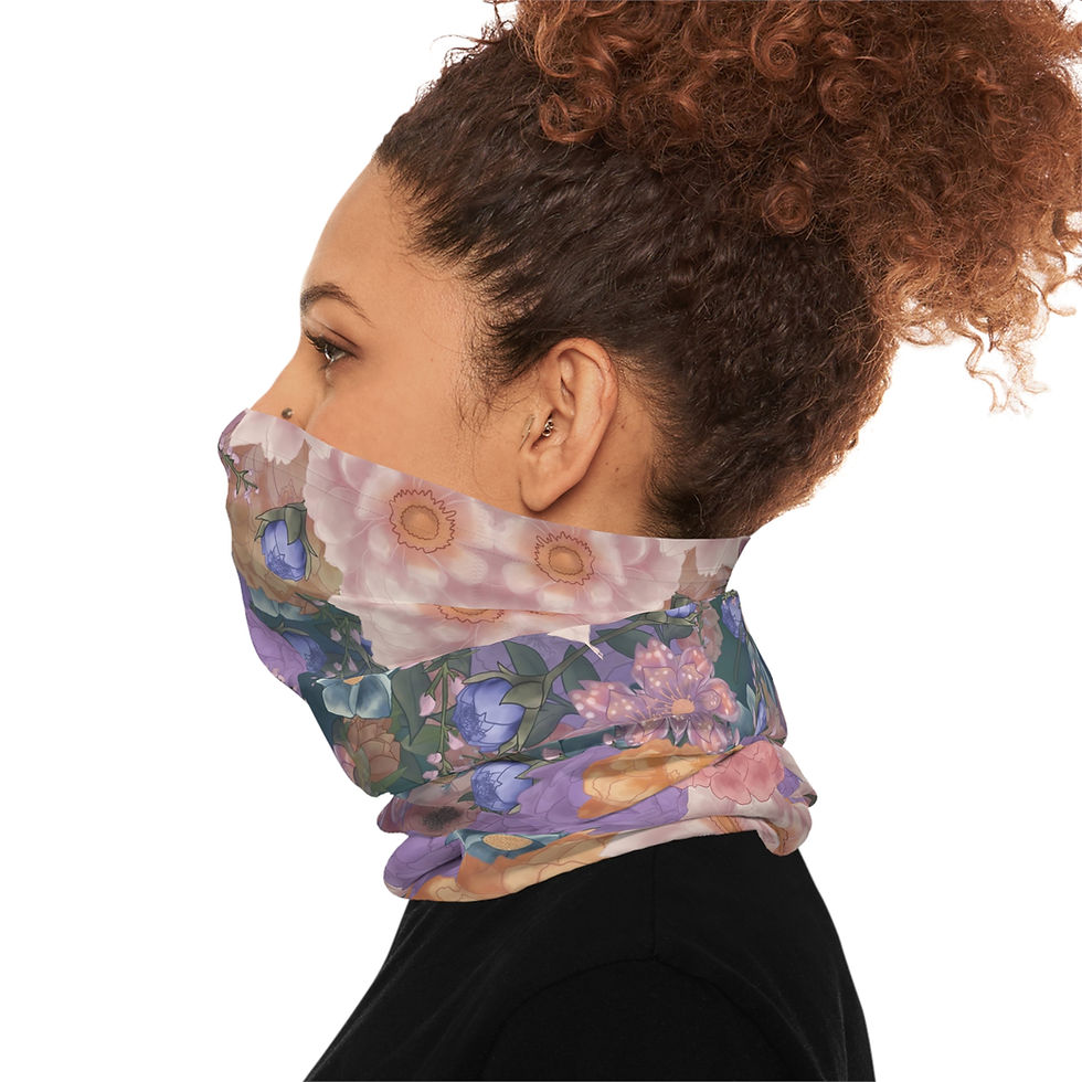 Thumbnail: Pink&Purple Floral Vintage Garden Neck Gaiter