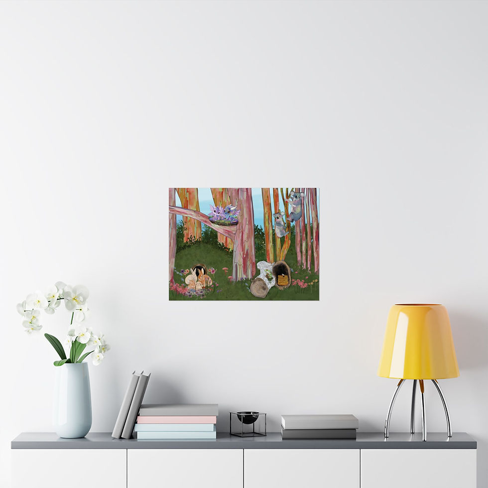 Thumbnail: Woodland Poster — Cute Koalas, Rabbits & Forest Animals Matte Horizontal Print
