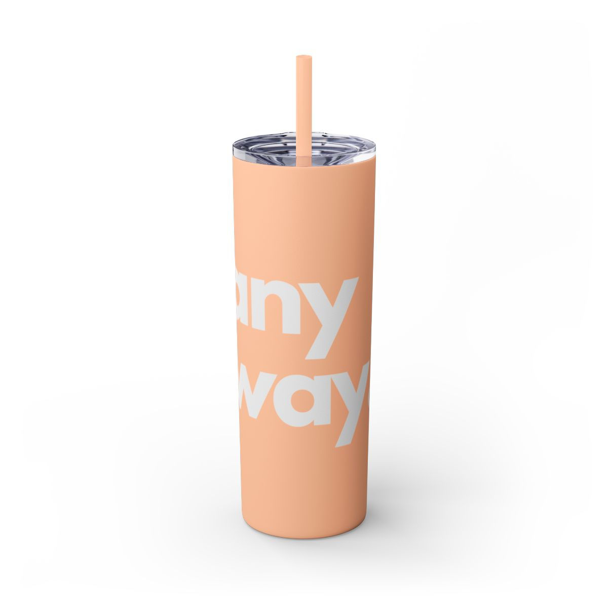 Any Way Basic White Skinny Tumbler with Straw, 20oz