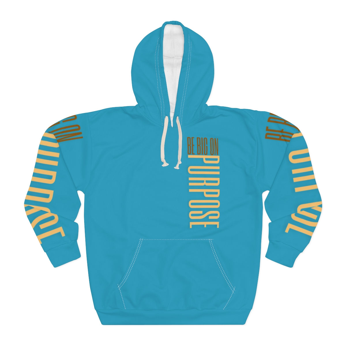 Be Big On Purpose Nude/Turquoise Unisex Pullover Hoodie (AOP)