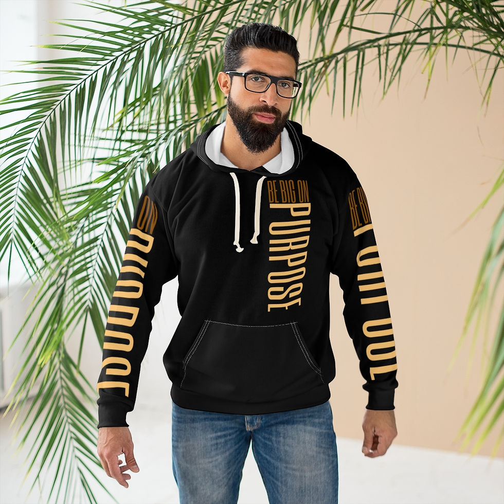 Thumbnail: Be Big On Purpose Nude/ Black Unisex Pullover Hoodie (AOP)