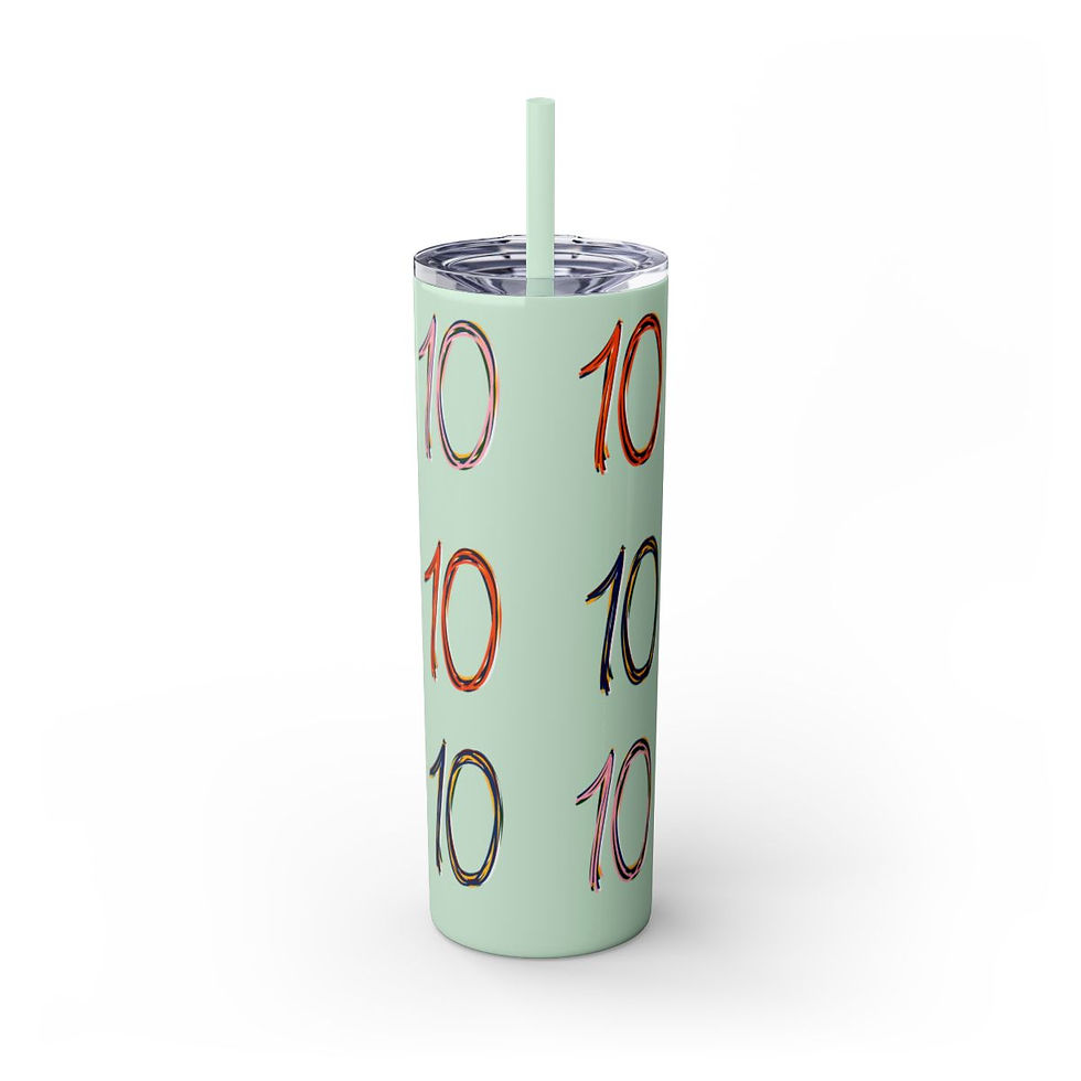 Thumbnail: 10 Scribble Skinny Tumbler with Straw, 20oz