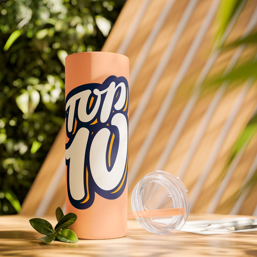 Thumbnail: Top 10 Blue Skinny Tumbler with Straw, 20oz