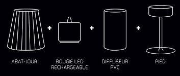 LAMP LED pour professionnel, Lampe de table sans fil rechargeable, Cordless Lamp, ECLAIRAGE LED sans fil pour PARASOL