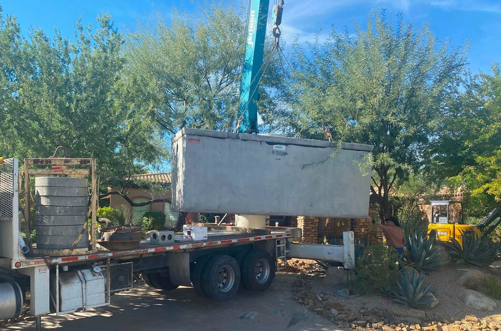 Septic Tank being lowered off truck