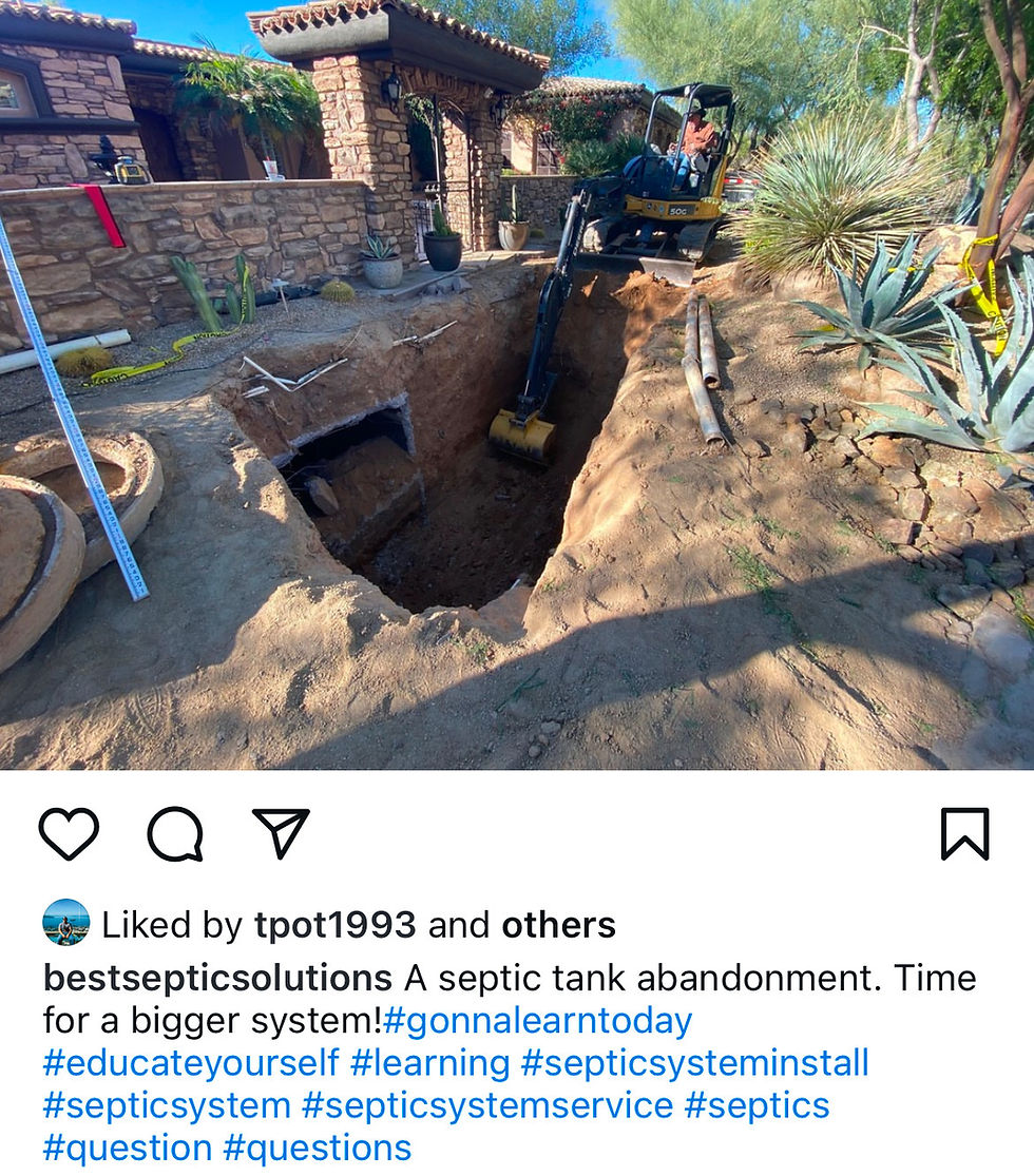 Eye-level view of a 30-year-old septic tank partially exposed in a backyard