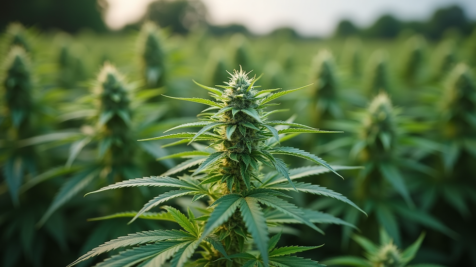 High angle view of cannabis sativa plants growing outdoors