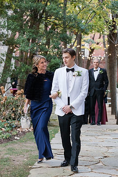 Groom and Mother of the Groom entering the wedding ceremony at Meridian House , Washington DC.  