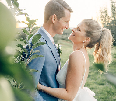 Bride and Groom in the orchards at the Market at Grelen in Somerset VA. 