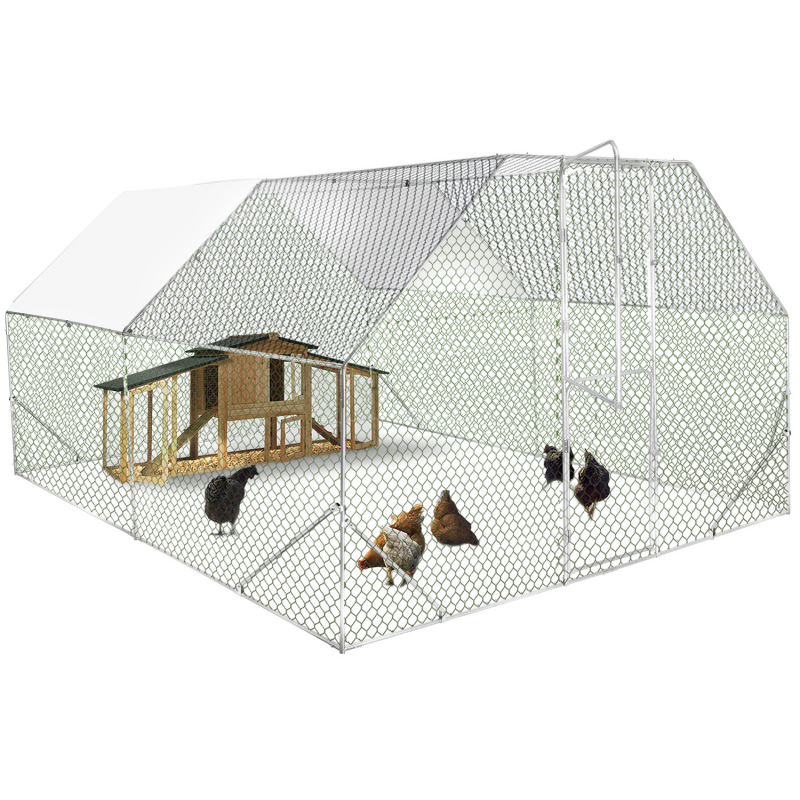 Miniature : Enclos poulailler porte double battant 12 m²parc grillagé 3 x 4 M acier