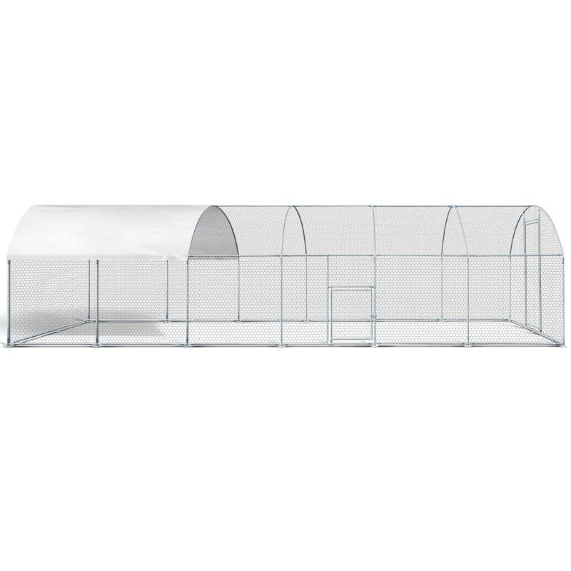 Miniature : Enclos poulailler dôme 22,5 m² parc grillagé 3 x 7,5 M avec porte latérale