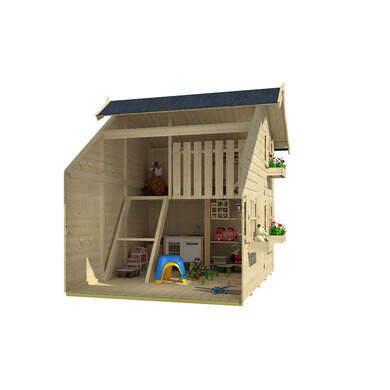 Miniature : Maisonnette Enfant en Bois Avec Mezzanine H. 2M50