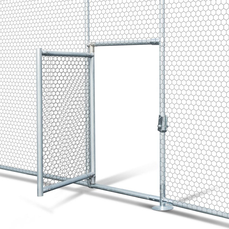 Miniature : Enclos poulailler dôme 22,5 m² parc grillagé 3 x 7,5 M avec porte latérale