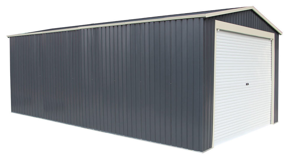Miniature : Garage en métal gris anthracite  19.4 m² + kit d'ancrage Porte déroulante