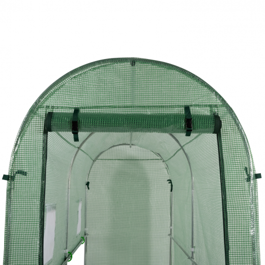 Miniature : Serre à tomates relevable 3m² verte 2 fenêtres avec moustiquaire et porte zippée