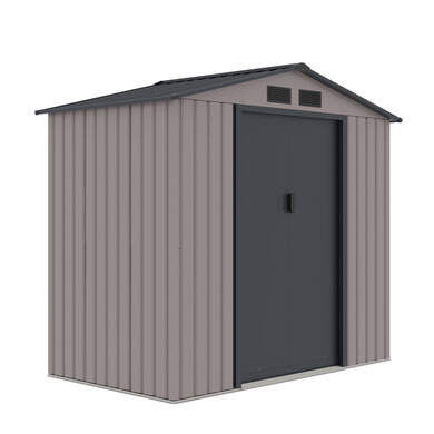 Miniature : Abri de jardin métal 2.71m², Taupe, avec kit d'ancrage sol dur