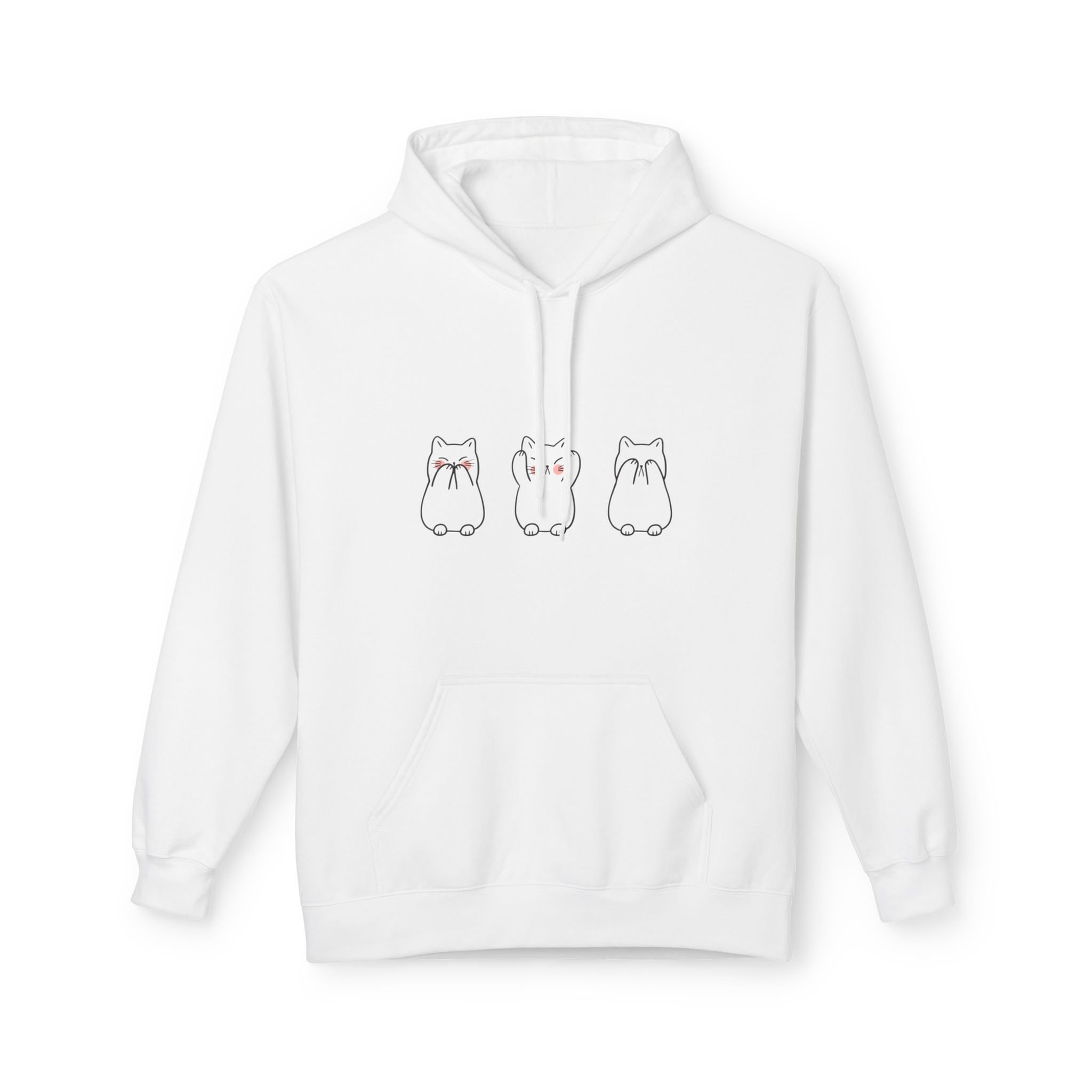 White hoodie with three cartoon animals