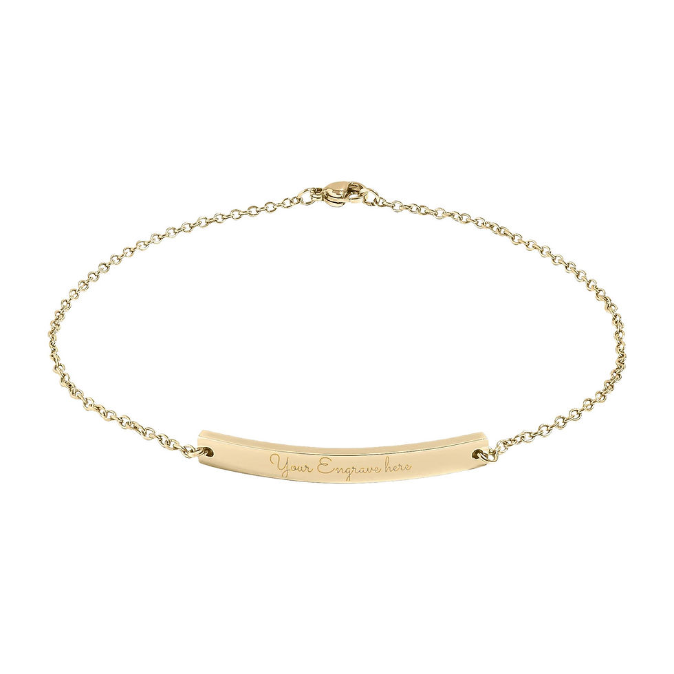 Thumbnail: Gold chain bracelet with rectangular bar